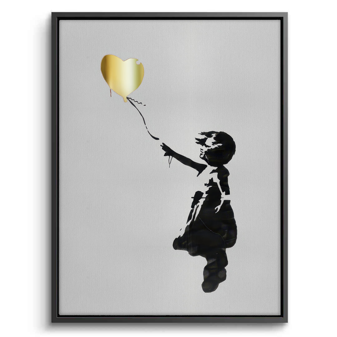 2Banksy Style Gold Heart - Canvas
