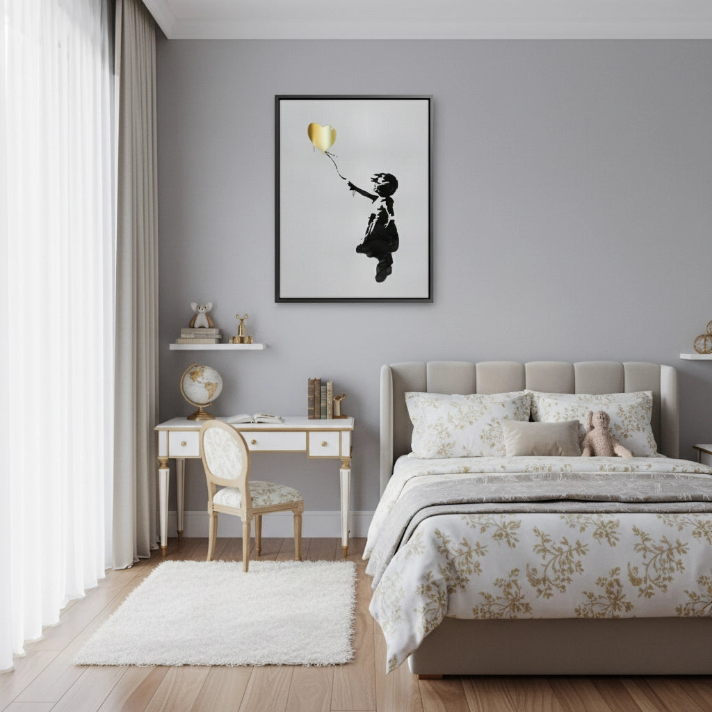 2Banksy Style Gold Heart - Canvas