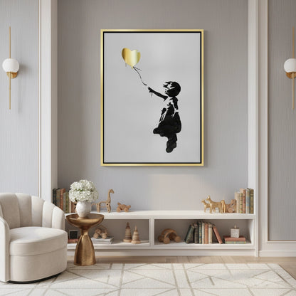 Banksy Style Gold Heart - Canvas