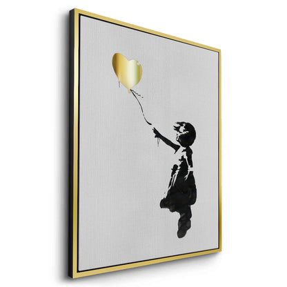 Banksy Style Gold Heart - Canvas
