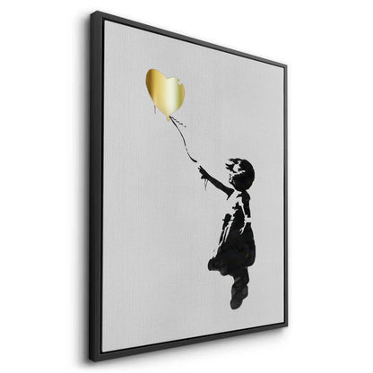 Banksy Style Gold Heart - Canvas