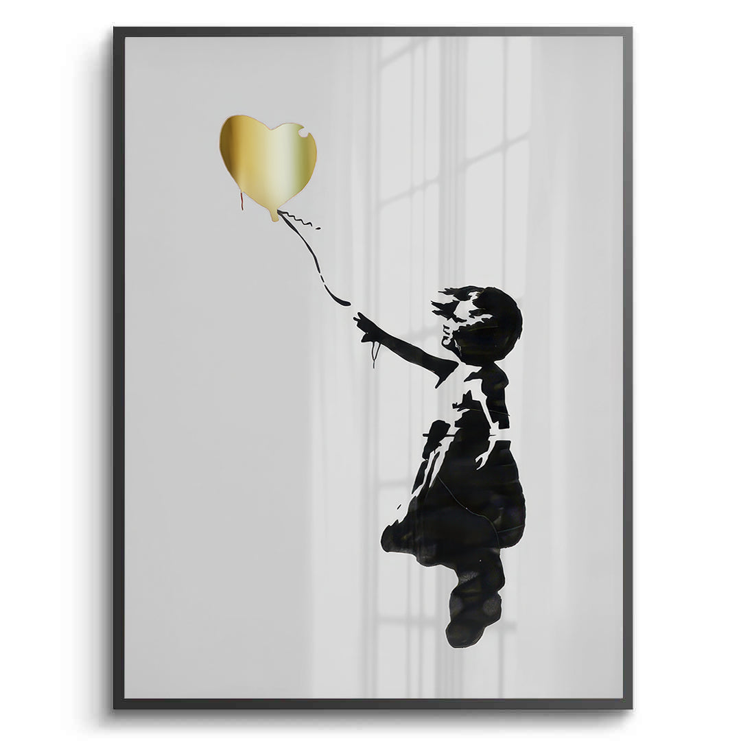 2Banksy Style Gold Heart - Fine Art