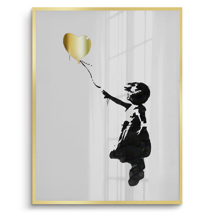 Banksy Style Gold Heart - Fine Art