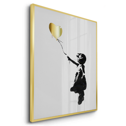Banksy Style Gold Heart - Fine Art