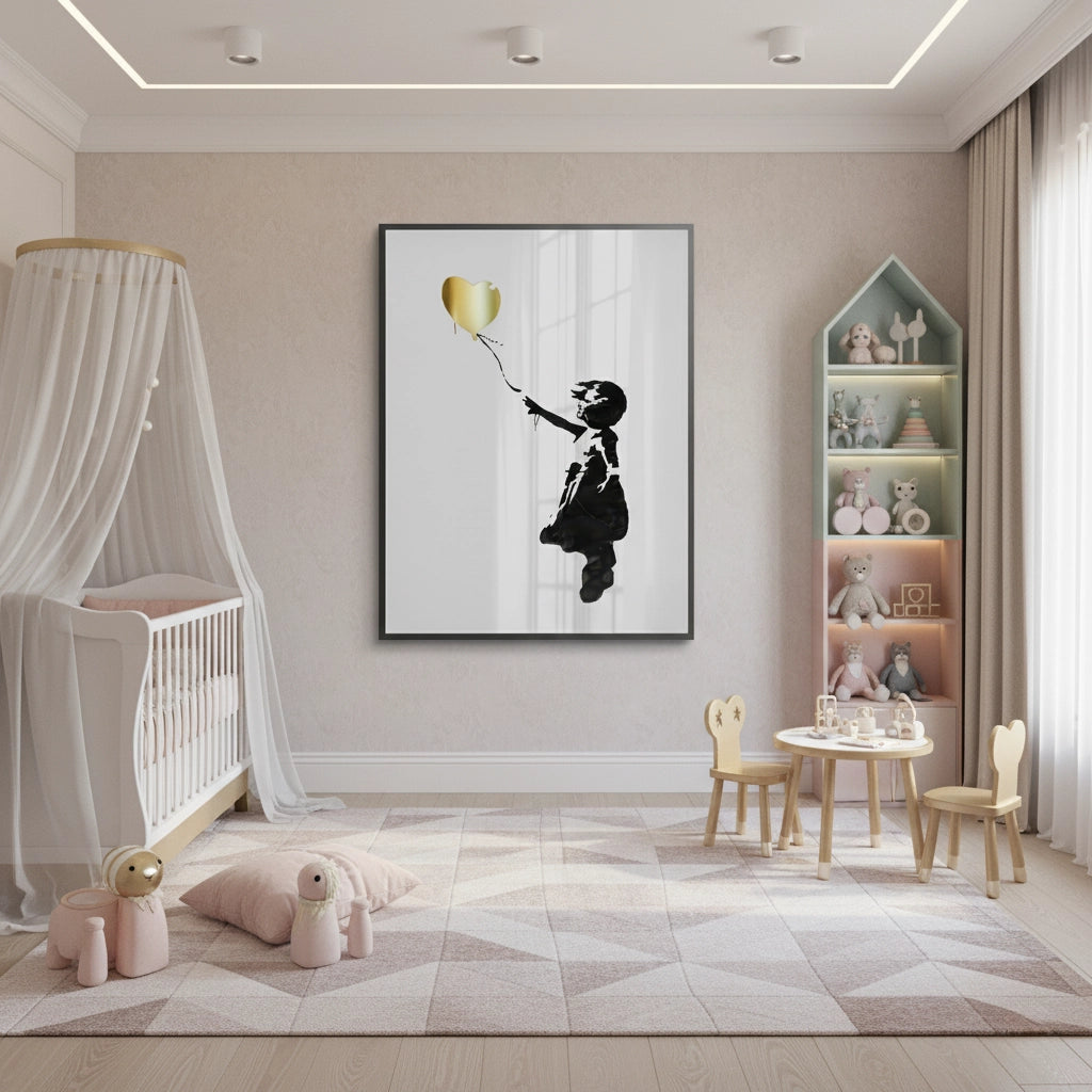Banksy Style Gold Heart - Fine Art - Jasmineart.ae