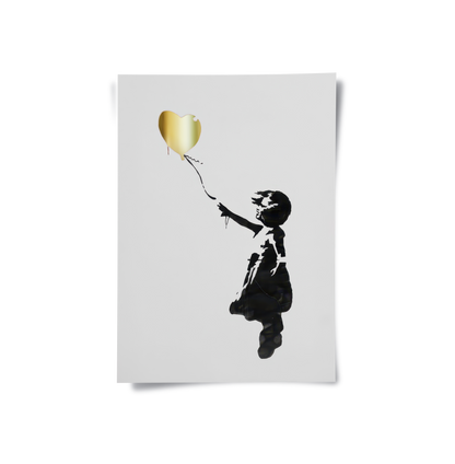 Banksy Style Gold Heart - Poster