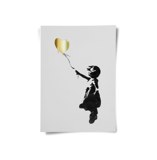 Banksy Style Gold Heart - Poster