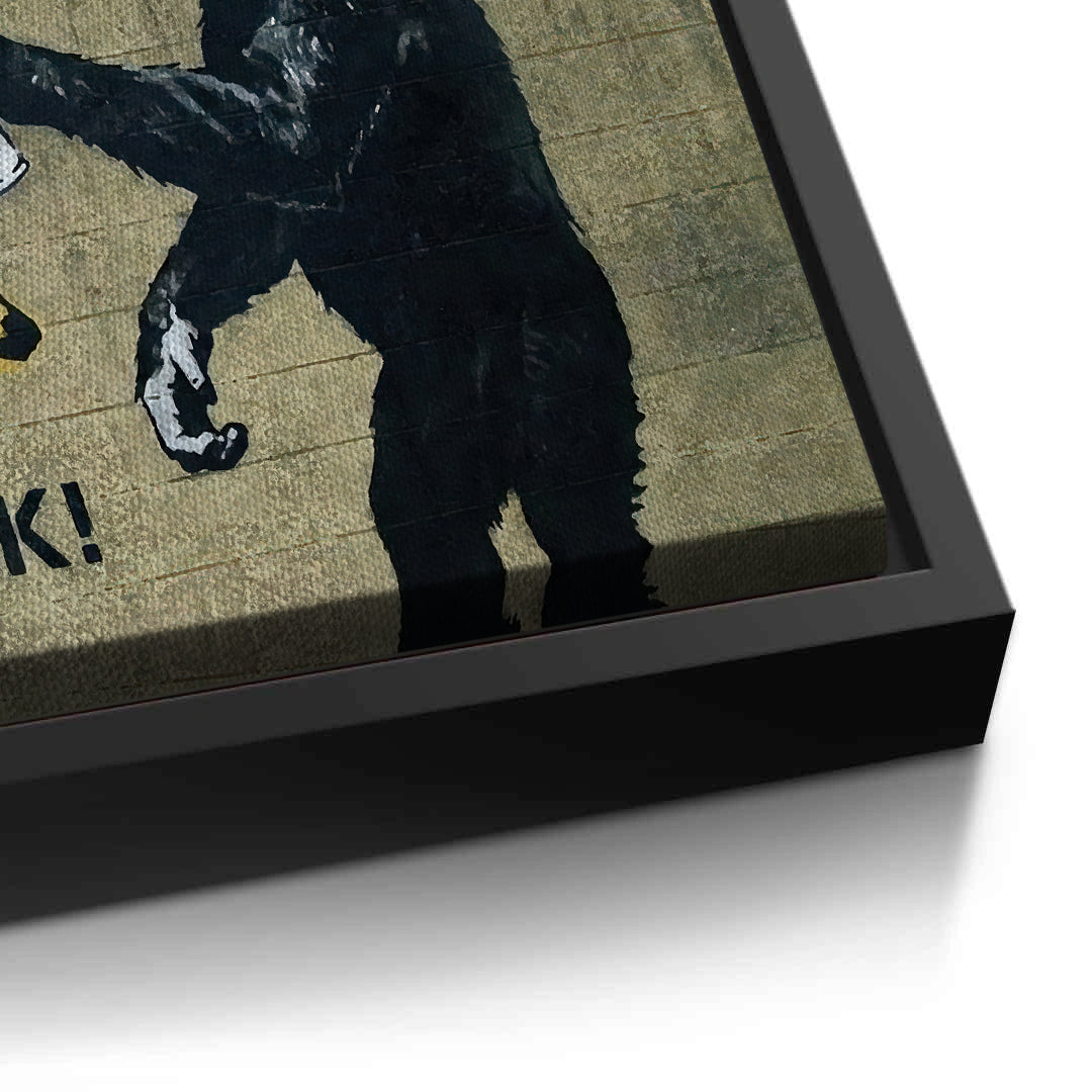 2Banksy Style Monkey Graffiti - Canvas