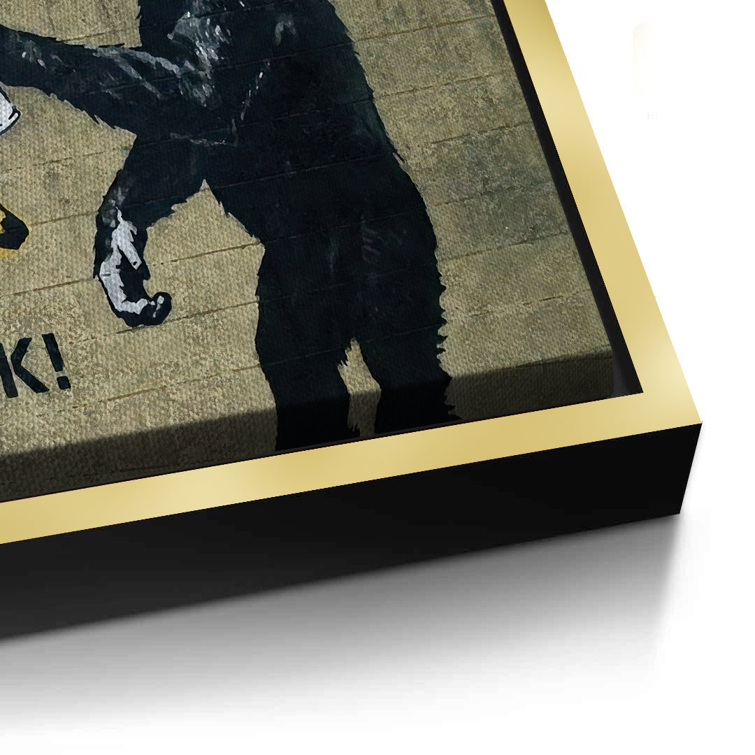 2Banksy Style Monkey Graffiti - Canvas