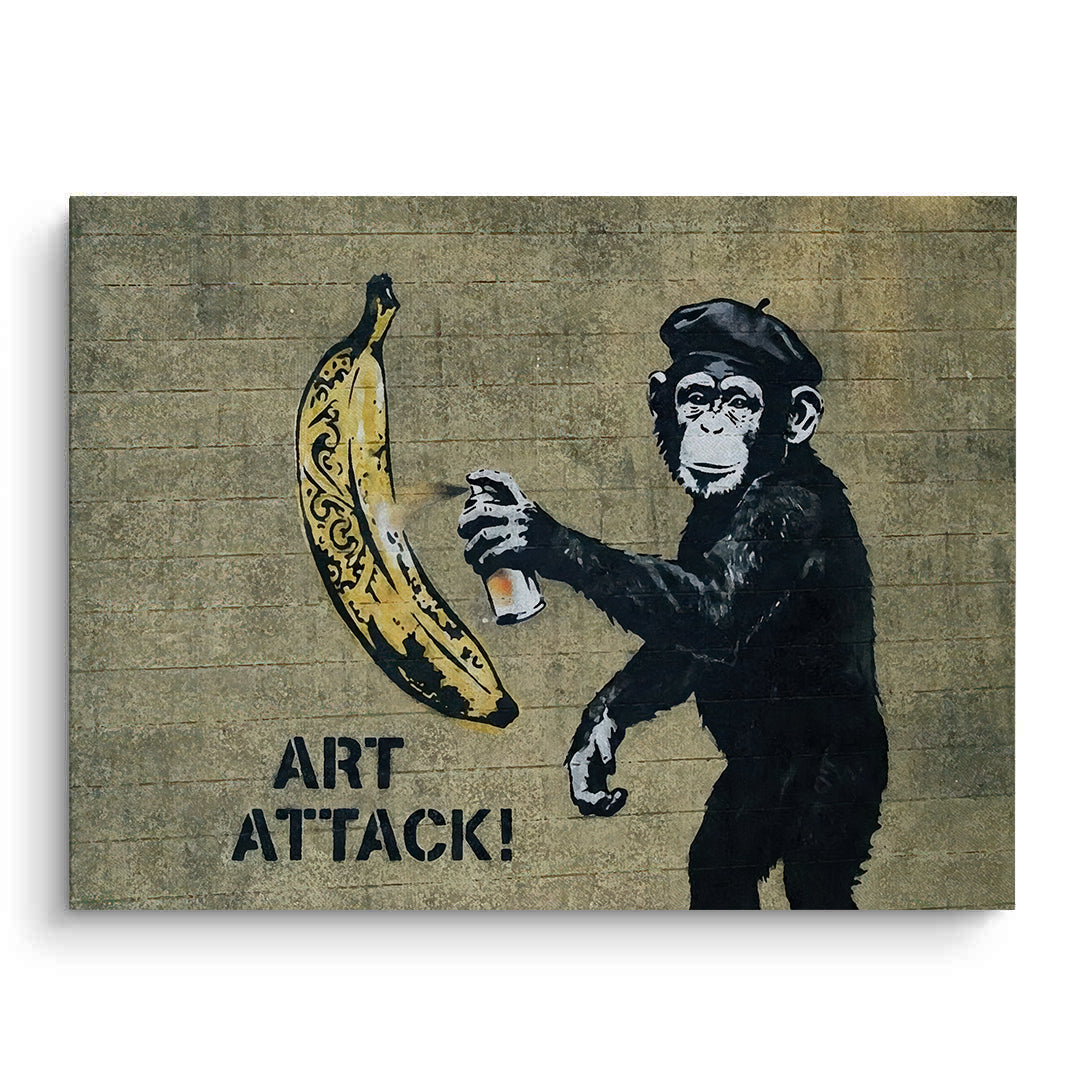 2Banksy Style Monkey Graffiti - Canvas