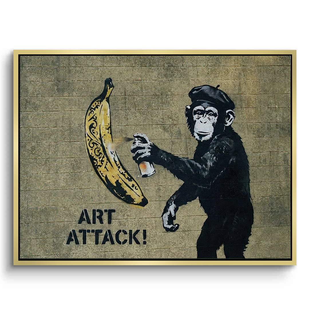 2Banksy Style Monkey Graffiti - Canvas