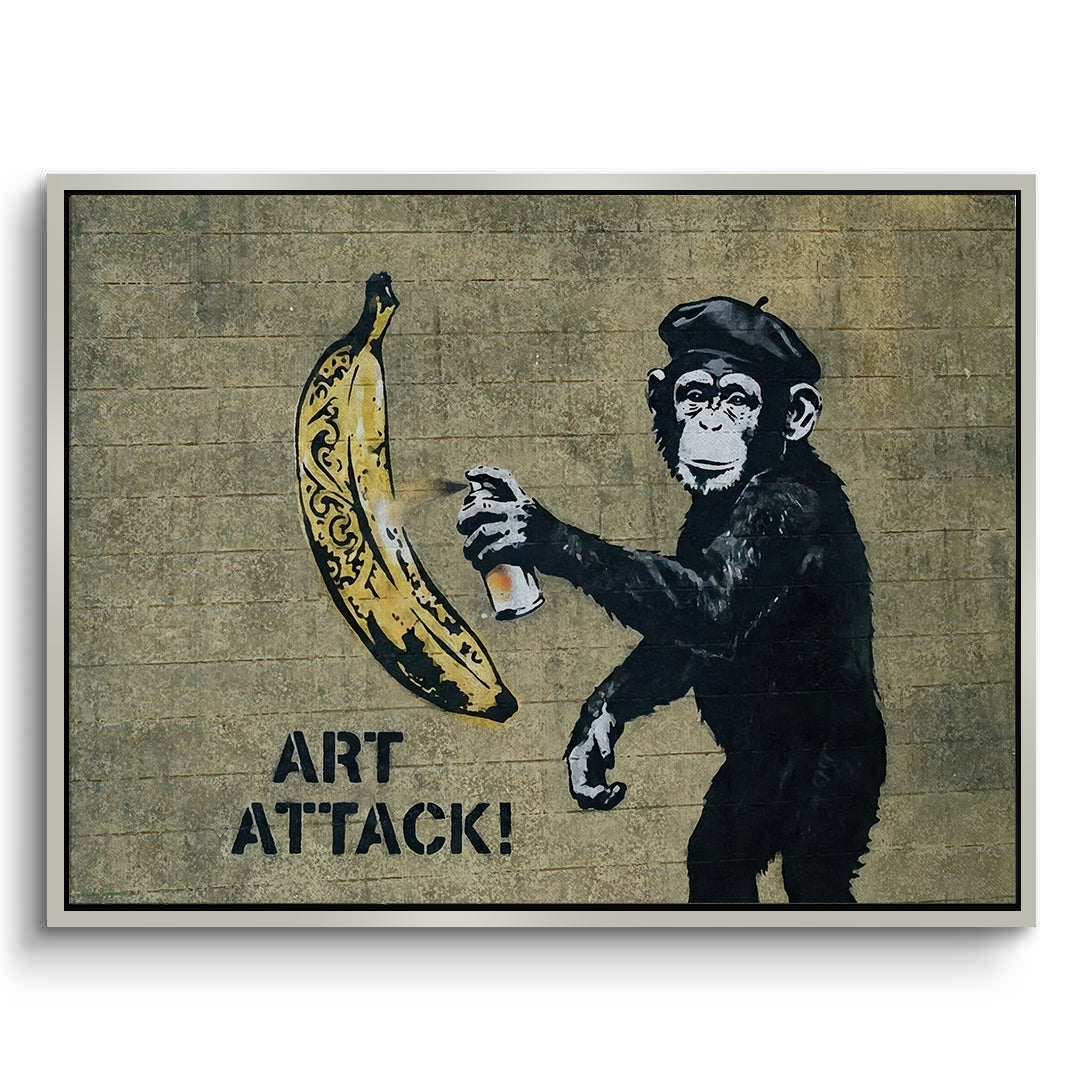 2Banksy Style Monkey Graffiti - Canvas