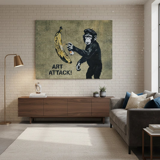 Banksy Style Monkey Graffiti - Canvas