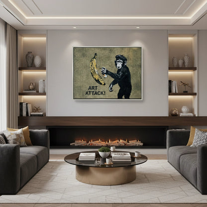 Banksy Style Monkey Graffiti - Canvas