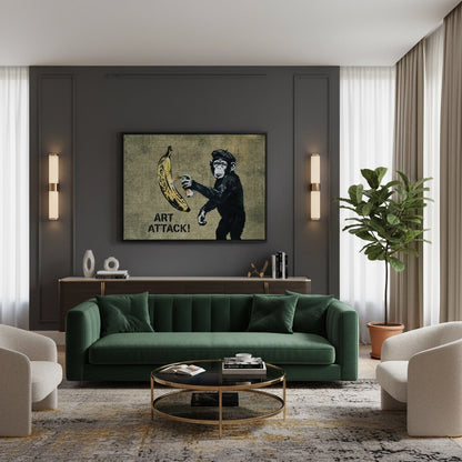 Banksy Style Monkey Graffiti - Canvas