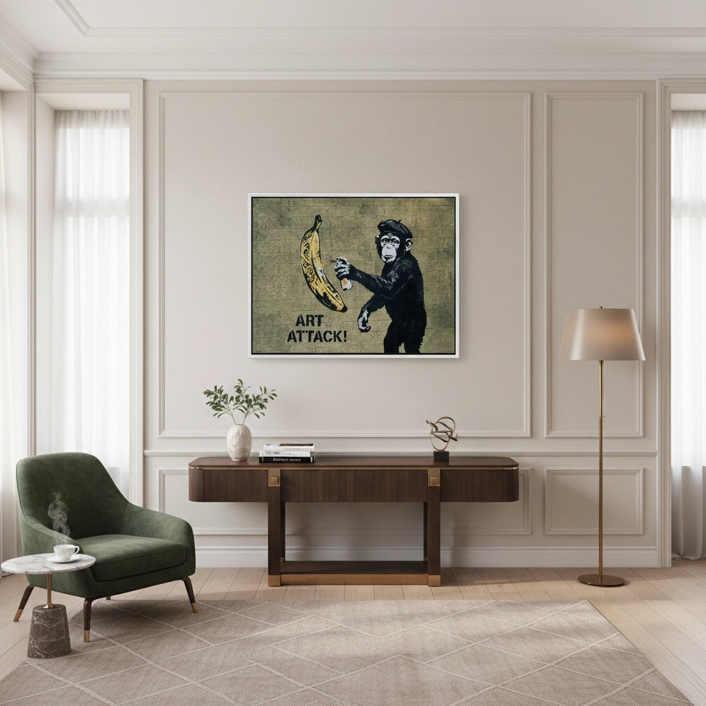 2Banksy Style Monkey Graffiti - Canvas