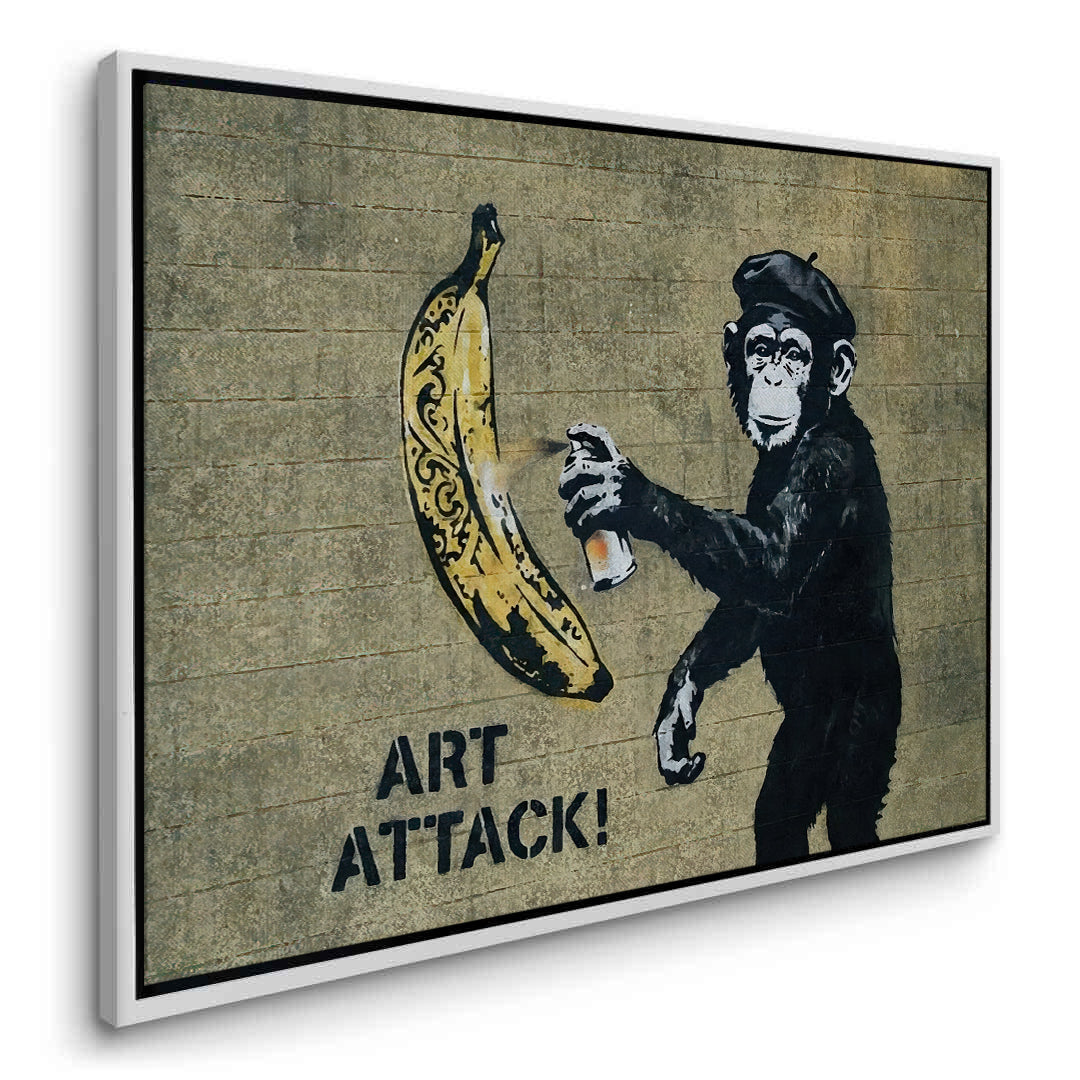 2Banksy Style Monkey Graffiti - Canvas