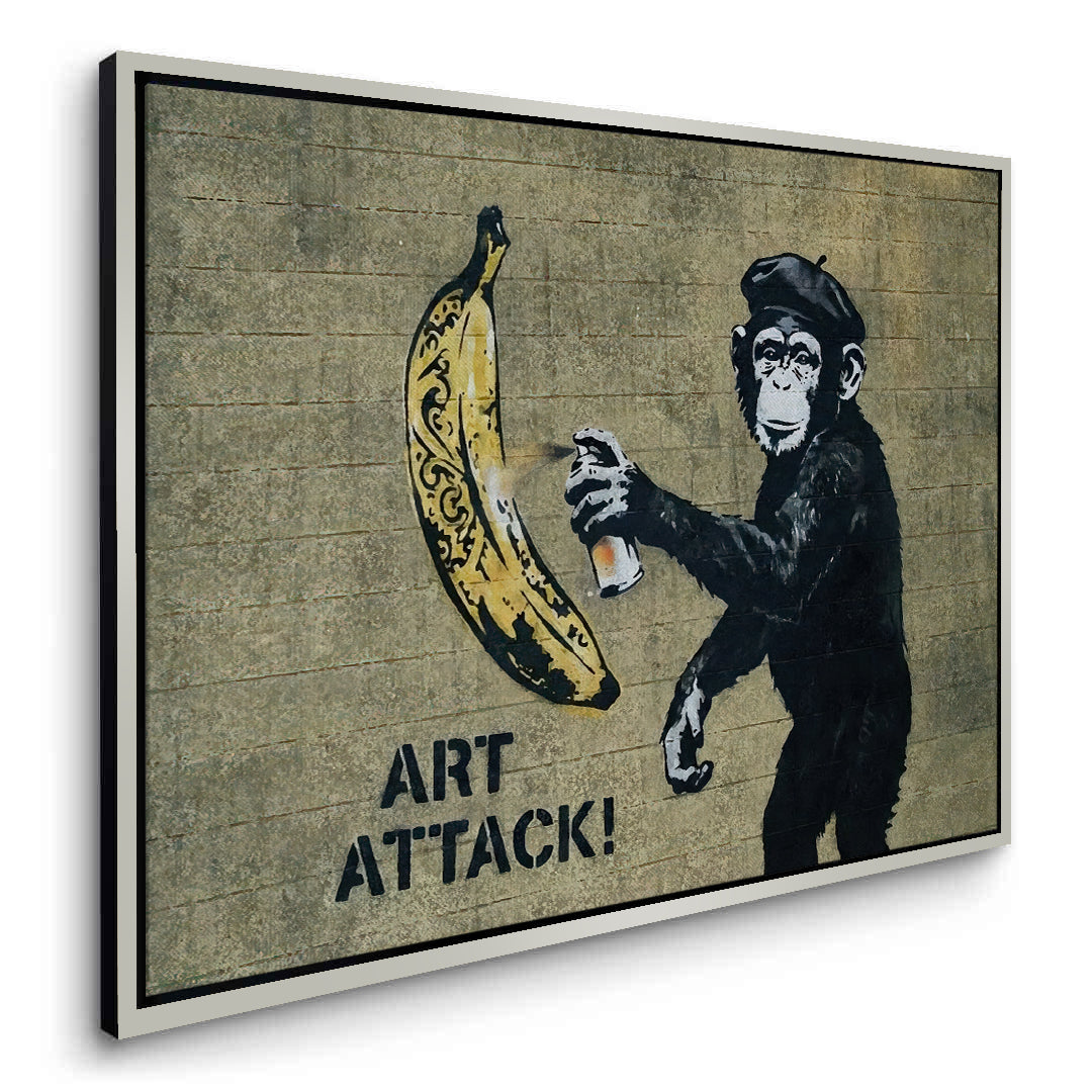 2Banksy Style Monkey Graffiti - Canvas