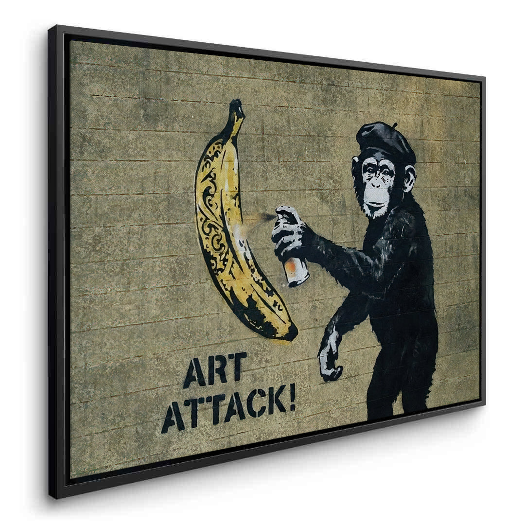 2Banksy Style Monkey Graffiti - Canvas