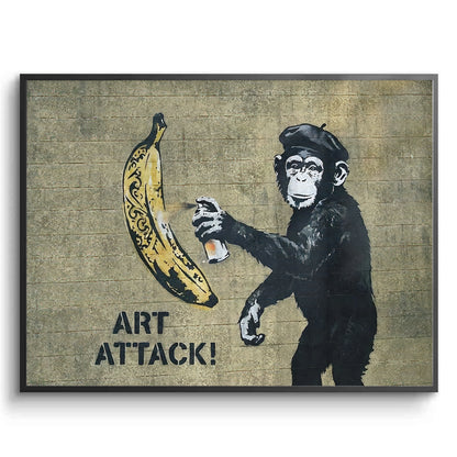 Banksy Style Monkey Graffiti - Fine Art