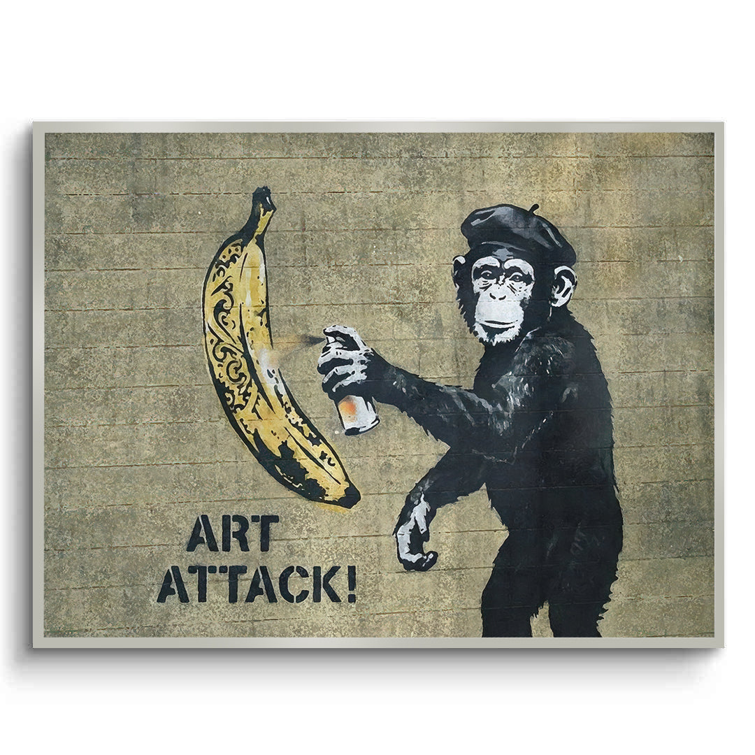 2Banksy Style Monkey Graffiti - Fine Art