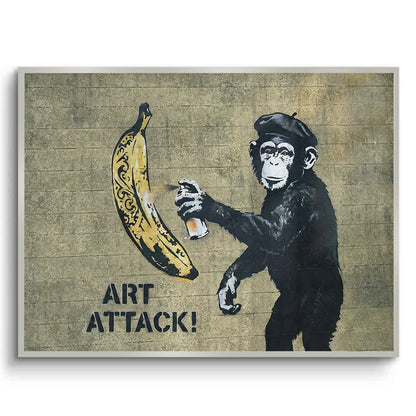 Banksy Style Monkey Graffiti - Fine Art
