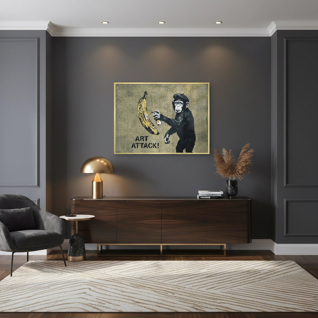 2Banksy Style Monkey Graffiti - Fine Art