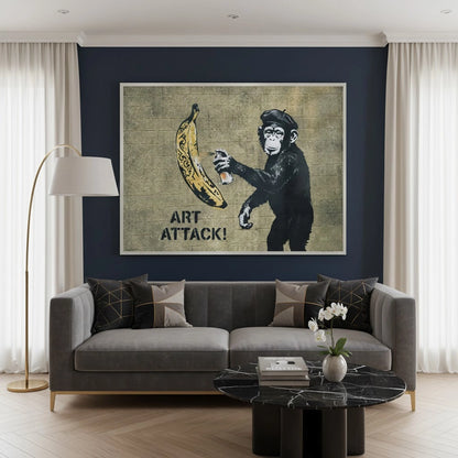 Banksy Style Monkey Graffiti - Fine Art