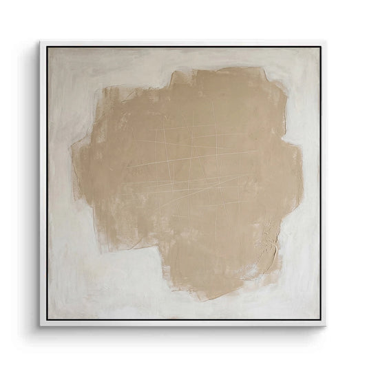 Macro shot of Beige Etchings wall finish in a warm sand tone, featuring subtle organic rifts and textures.