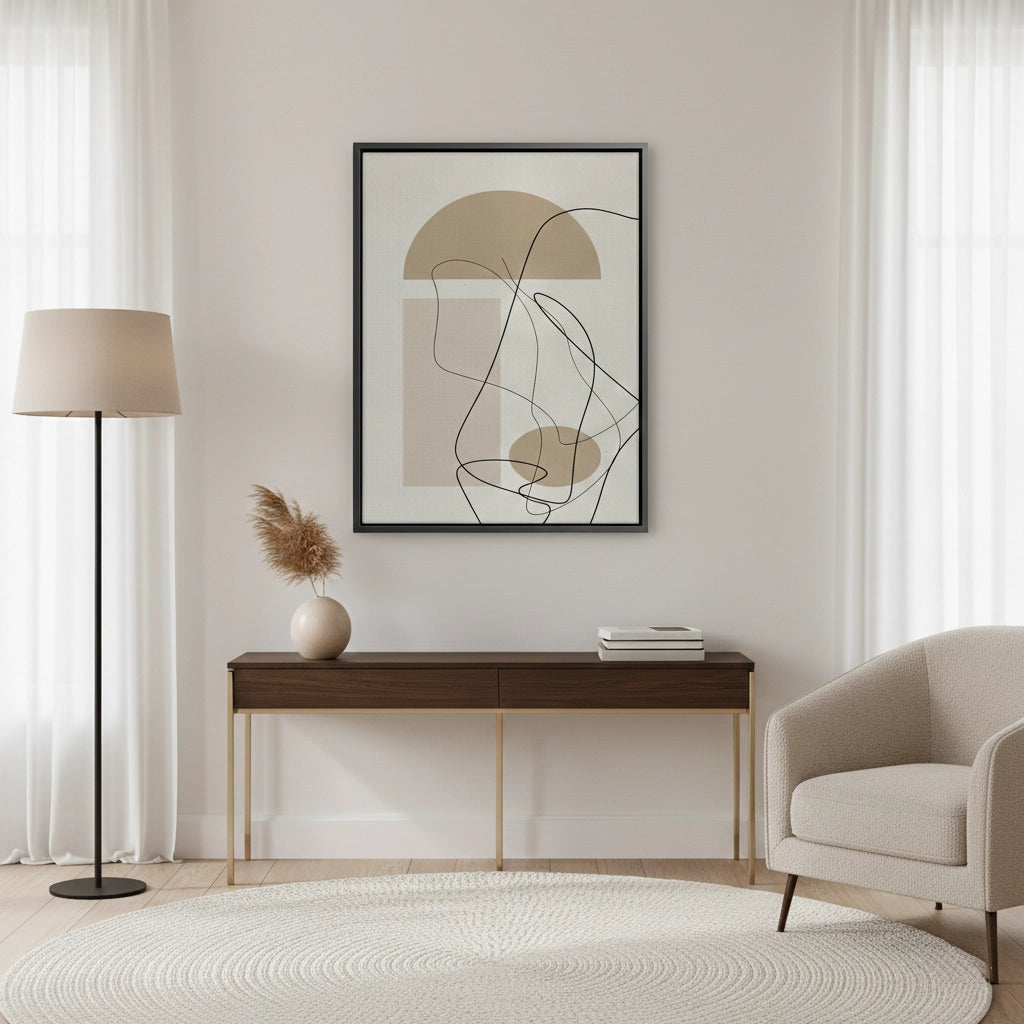 2Beige Geometric - Canvas