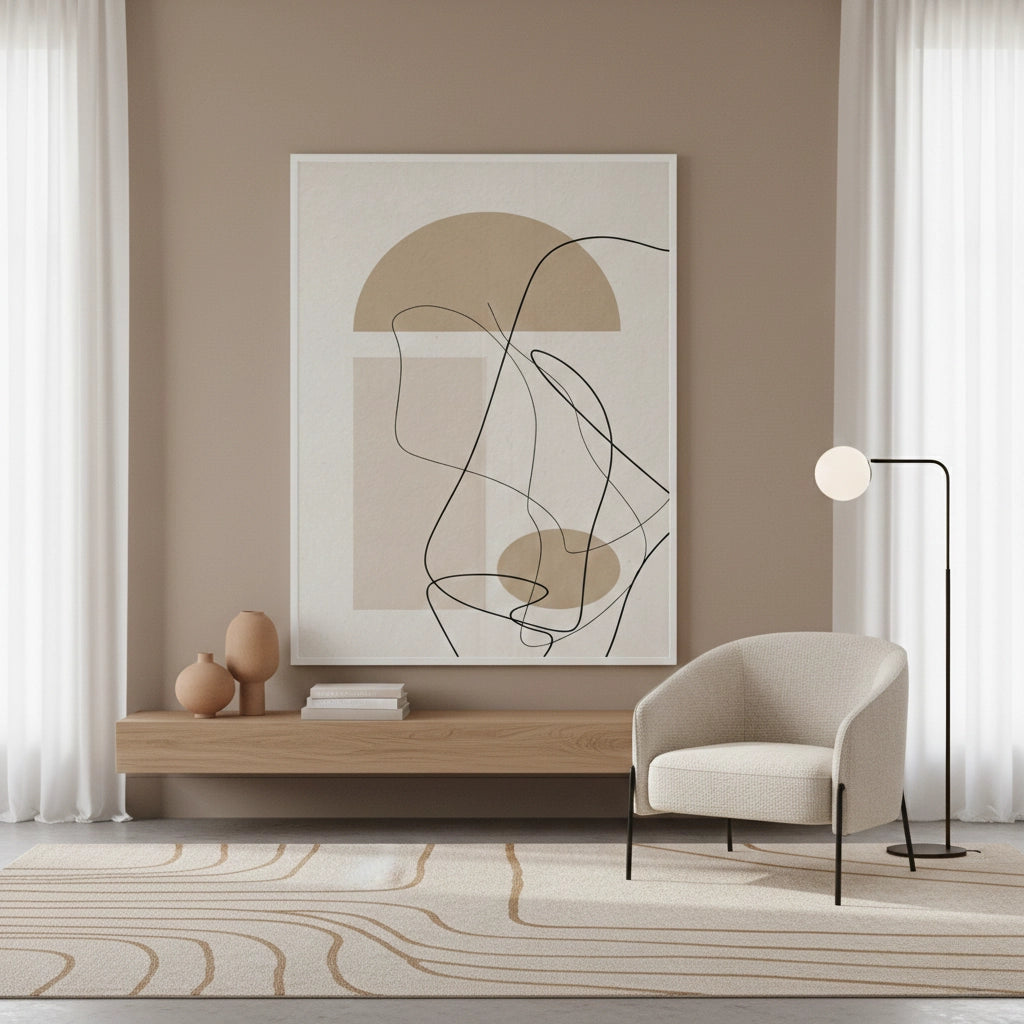 2Beige Geometric - Fine Art