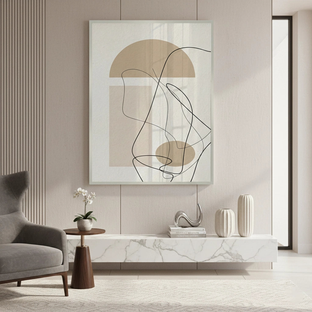 2Beige Geometric - Fine Art