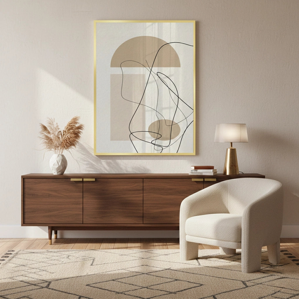 2Beige Geometric - Fine Art