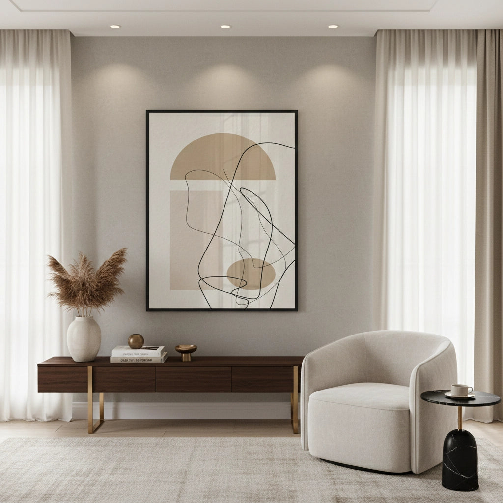 2Beige Geometric - Fine Art