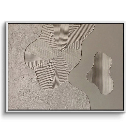 Horizontal brushed texture of Beige Minimalist Path matte lime plaster for modern Dubai interiors.