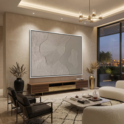 Contemporary Majlis design in the Emirates using Beige Minimalist Path for a sophisticated, understated backdrop.