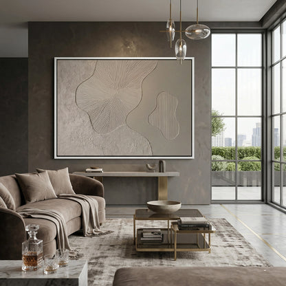 etailed swatch of Beige Minimalist Path, a minimalist decorative plaster with subtle grain and flow.
