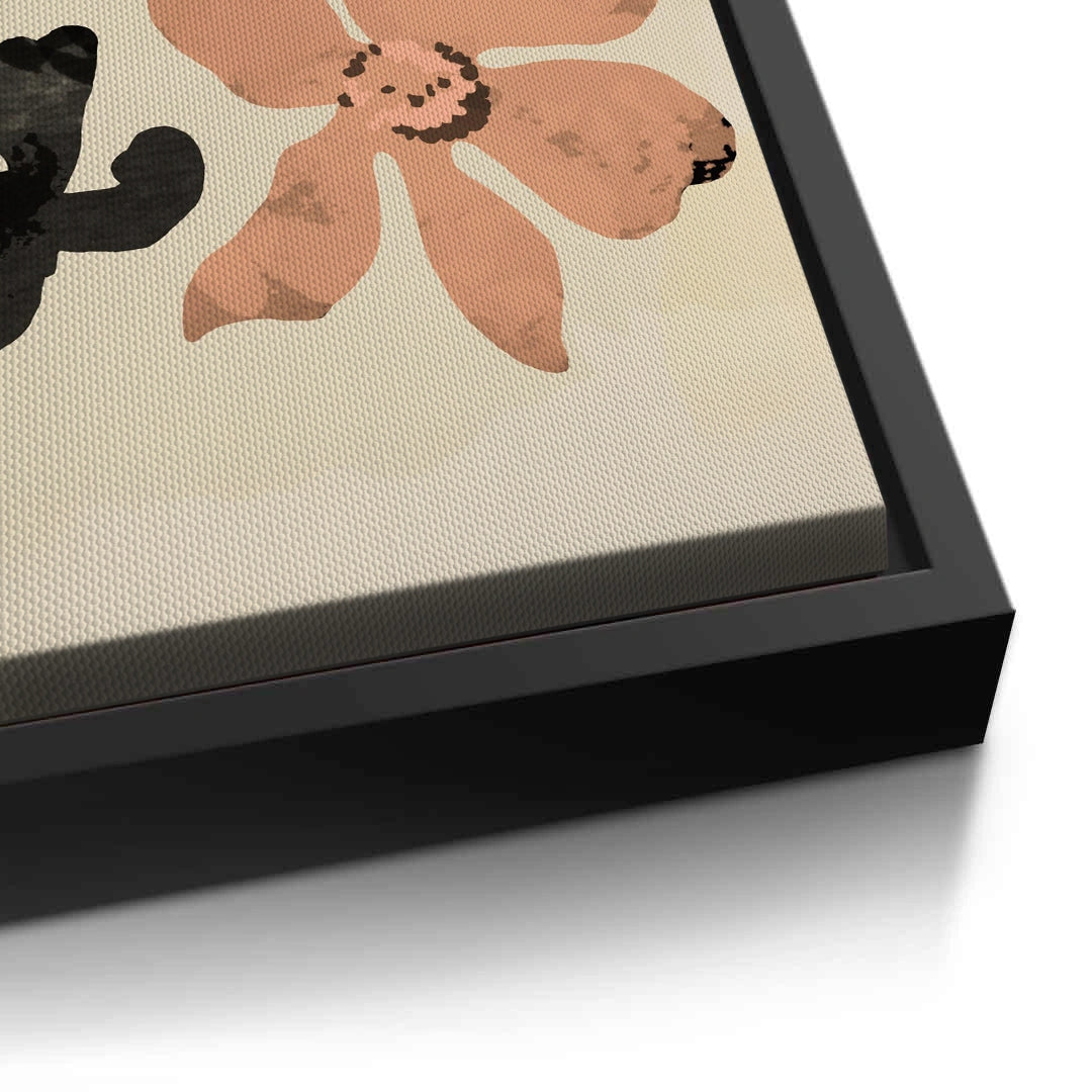 2Beige & Brown Abstract Flower - Canvas