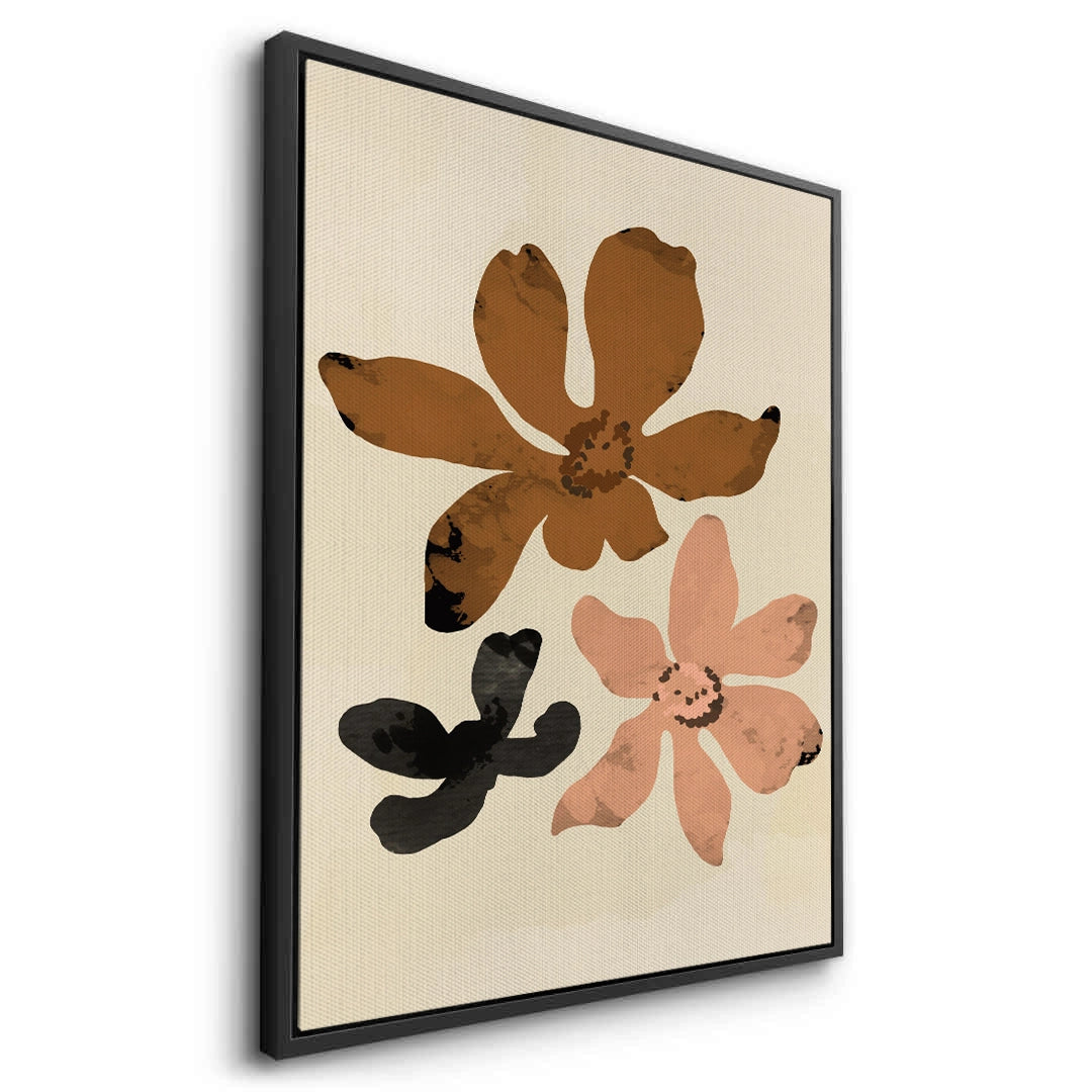 2Beige & Brown Abstract Flower - Canvas