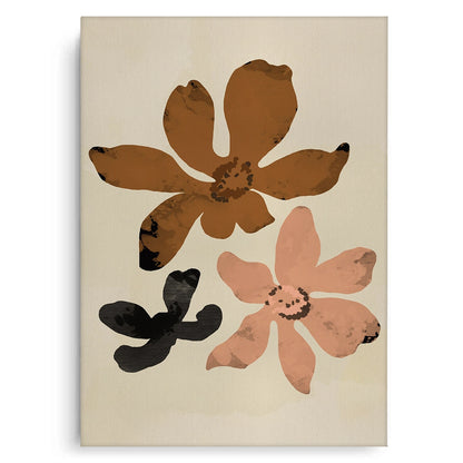 Beige & Brown Abstract Flower - Canvas