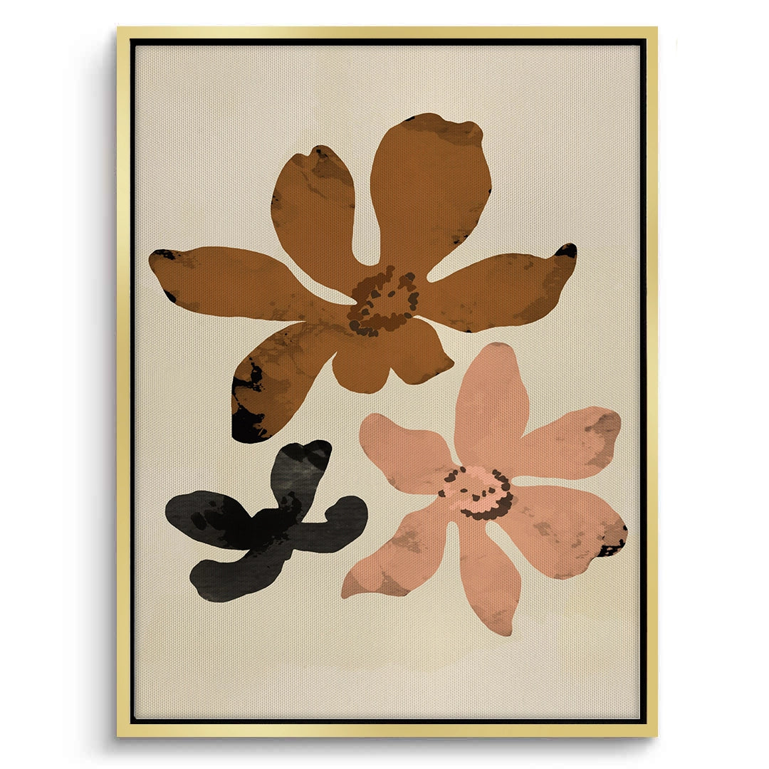 2Beige & Brown Abstract Flower - Canvas