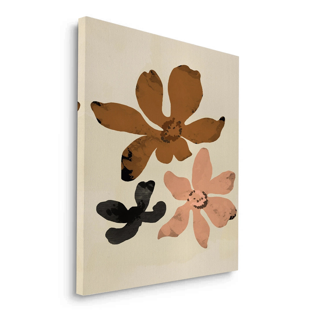 2Beige & Brown Abstract Flower - Canvas