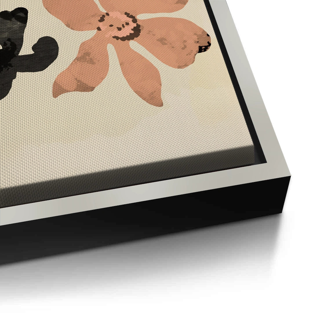 2Beige & Brown Abstract Flower - Canvas