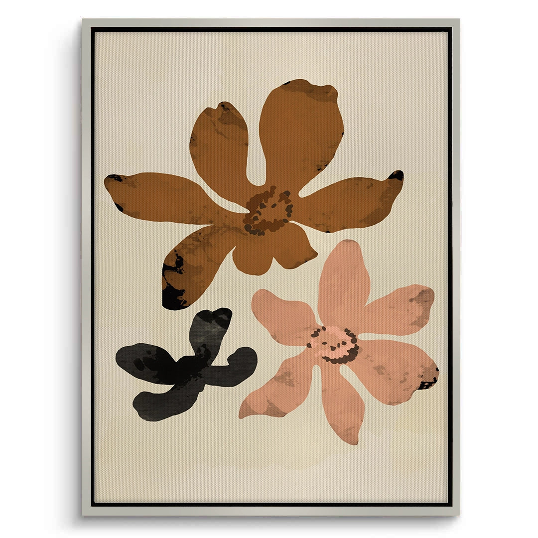 2Beige & Brown Abstract Flower - Canvas