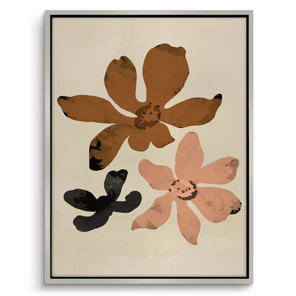 Beige & Brown Abstract Flower - Canvas