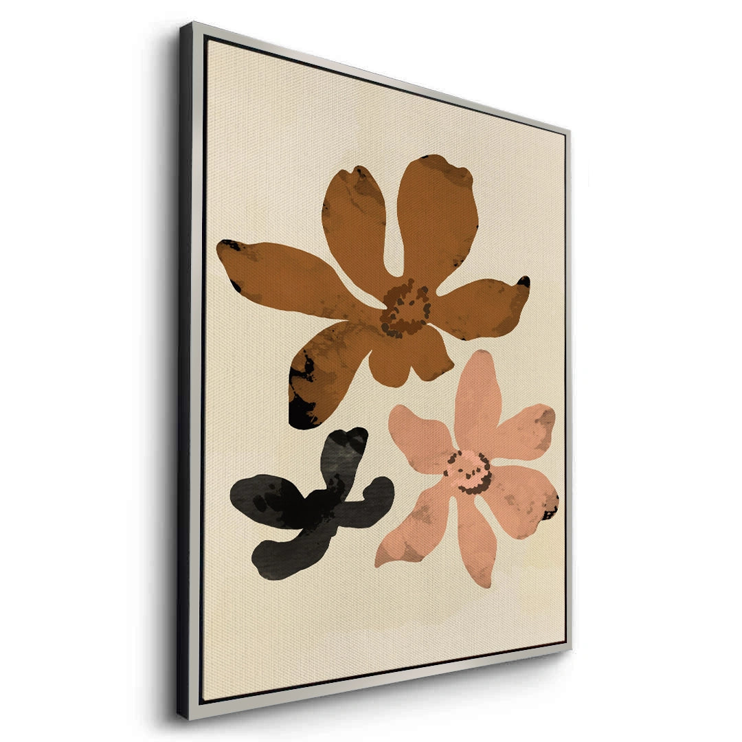 2Beige & Brown Abstract Flower - Canvas