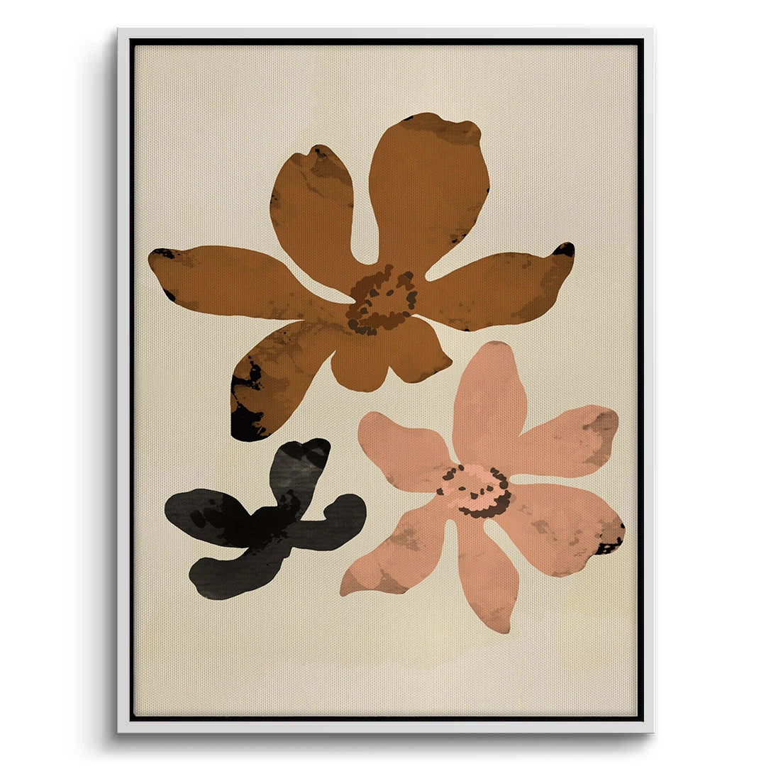 2Beige & Brown Abstract Flower - Canvas