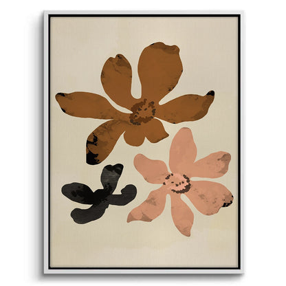 Beige & Brown Abstract Flower - Canvas