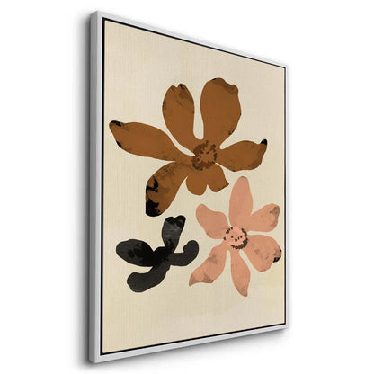 Beige & Brown Abstract Flower - Canvas