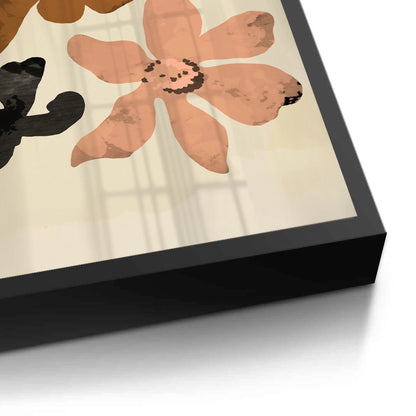 Beige & Brown Abstract Flower - Fine Art